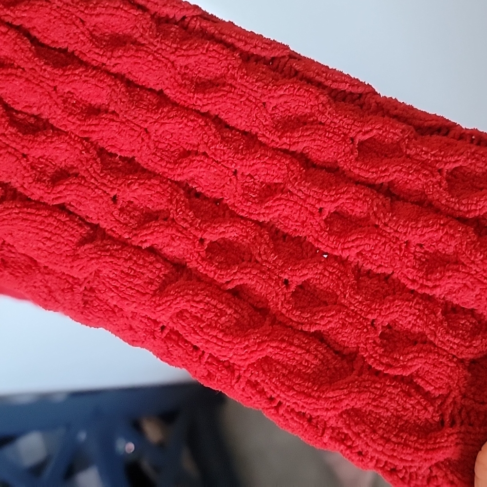 J. JILL red cable knit sweater size large - Picture 4 of 6